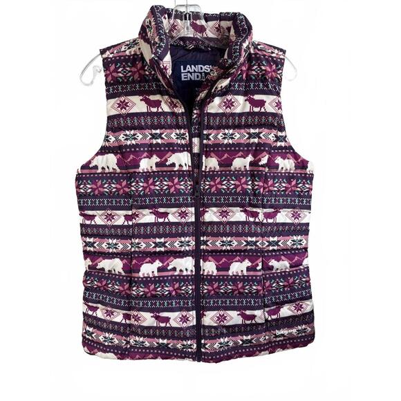 Lands' End Jackets & Blazers - Lands' End Cozy Patterned Puffer Vest for Women- Small Tall